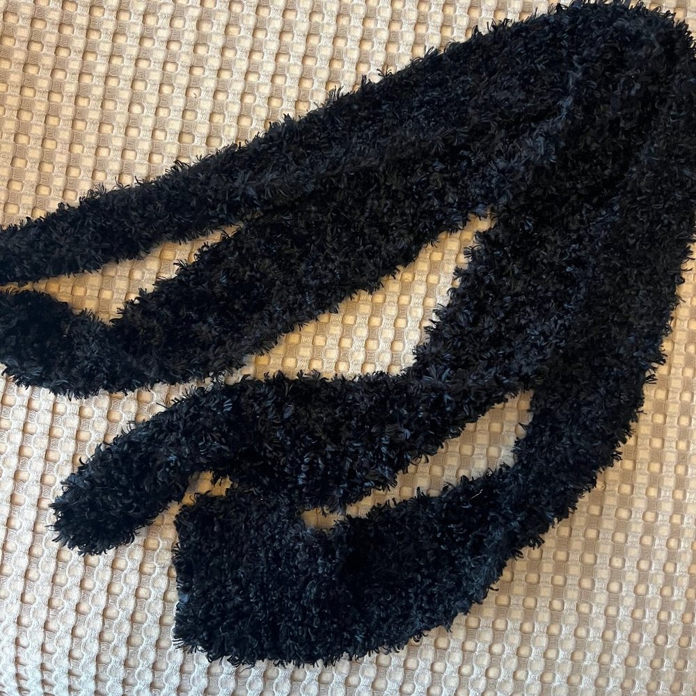 Extra Long Black Knit Scarf